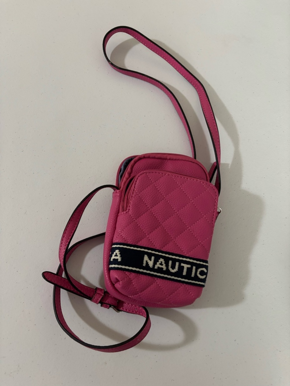 Nautica Quilted Hot Pink Crossbody with Logo Strap